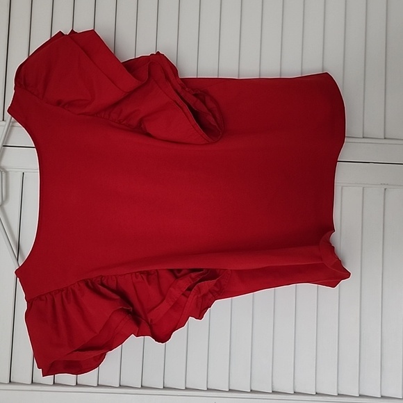 Red Ruffle Sleeve Top - Picture 5 of 5